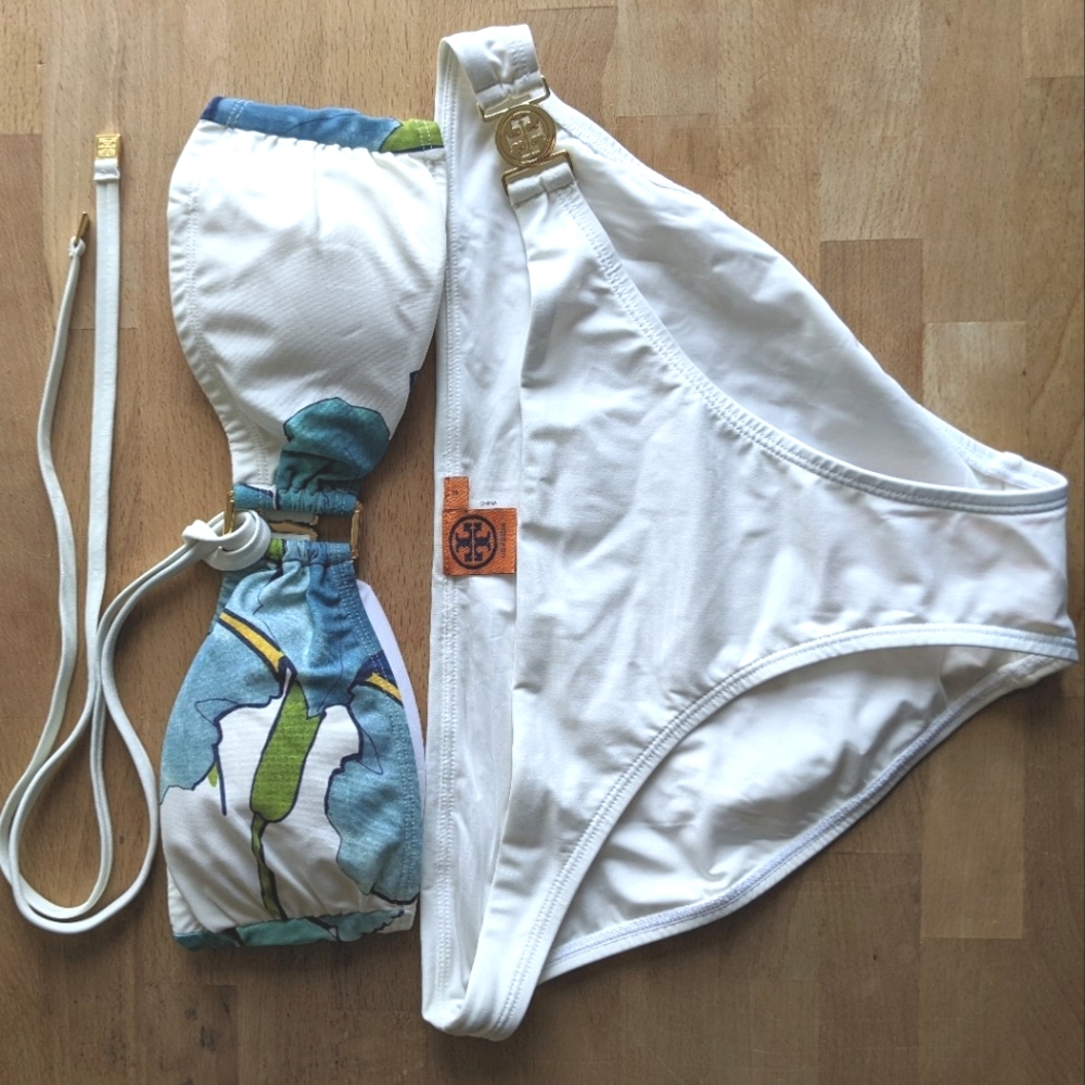 Brand New Mismatched Tory Burch White Bikini set